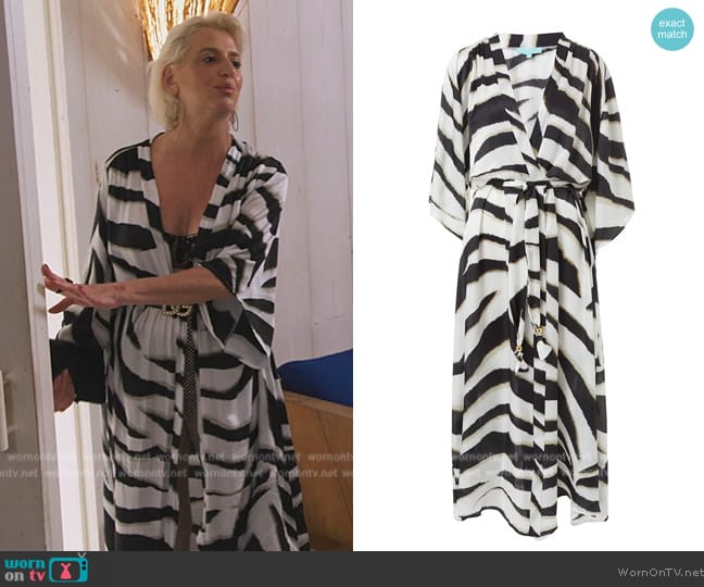 Melissa Odabash Jules Zebra Belted Maxi Kaftan worn by Dorinda Medley on The Real Housewives Ultimate Girls Trip