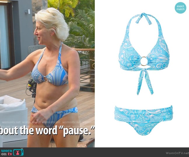 Melissa Odabash Brussels Blue Mirage Bikini worn by Dorinda Medley on The Real Housewives Ultimate Girls Trip