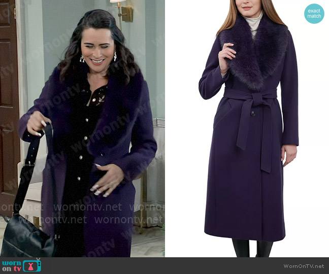 MICHAEL Michael Kors Wool Blend Belted Coat worn by Lois Cerullo (Rena Sofer) on General Hospital