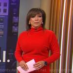 Michelle Miller’s red turtleneck dress on CBS Mornings