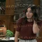 Molly’s brown short sleeve sweater and plaid tweed skirt on General Hospital