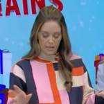 Monica Mangin’s colorblock sweater on Live with Kelly and Mark