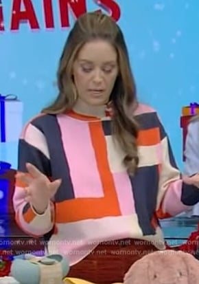 Monica Mangin’s colorblock sweater on Live with Kelly and Mark