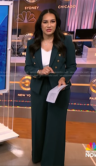 Morgan’s green blazer and pants on NBC News Daily