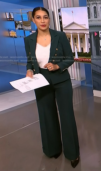 Morgan’s green blazer and pants on NBC News Daily