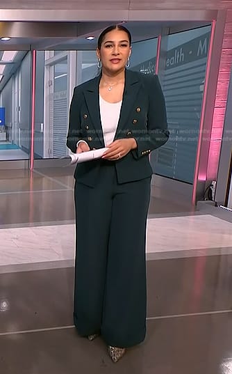 Morgan’s green blazer and pants on NBC News Daily