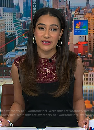 Morgan's black dress with burgundy lace panel on NBC News Daily