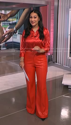 Morgan's red chain print shirt and leather pants on NBC News Daily