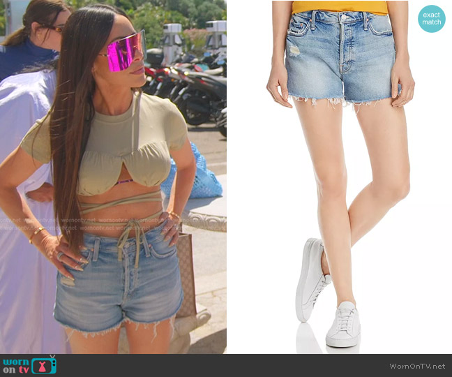 Mother The Tomcat Distressed Denim Shorts in True Confessions worn by Angie Katsanevas on The Real Housewives of Salt Lake City