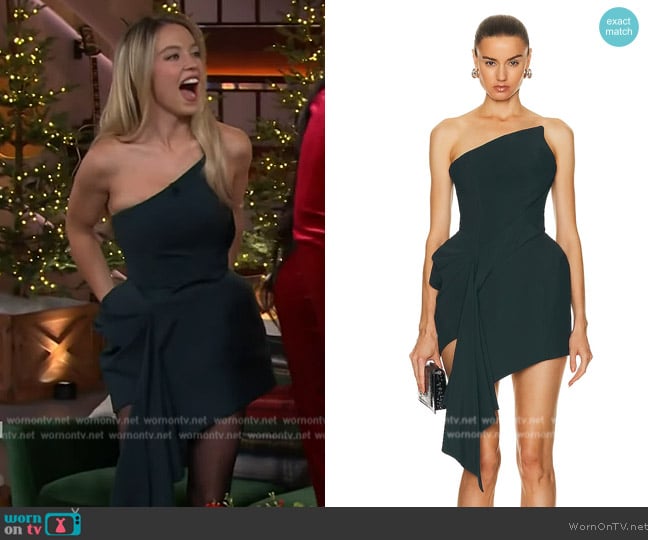  Strapless Mini Dress Mugler worn by Sydney Sweeney on The Kelly Clarkson Show