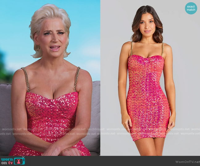 Nadine Merabi Lara Pink Dress worn by Dorinda Medley on The Real Housewives Ultimate Girls Trip