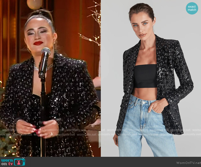Nadine Merabi Meghan Black Blazer worn by Ally Brooke on The Kelly Clarkson Show