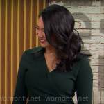 Nancy Chen’s green collared wrap dress on CBS Mornings