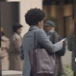 Nella’s purple leather tote bag on The Other Black Girl