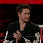 Niall Horan’s black embroidered blazer on The Voice