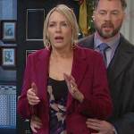 Nicole’s purple print dress and burgundy coat on Days of our Lives