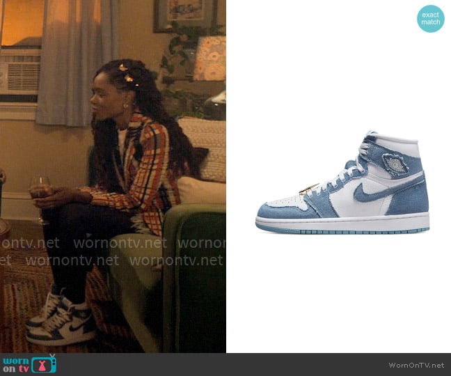 Nike Air Jordan 1 High Sneakers in Denim worn by Hazel-May McCall (Ashleigh Murray) on The Other Black Girl