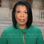 Nikole Killion’s green twist neck dress on CBS Mornings