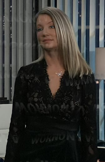 Nina's black lace long sleeved NYE dress on General Hospital