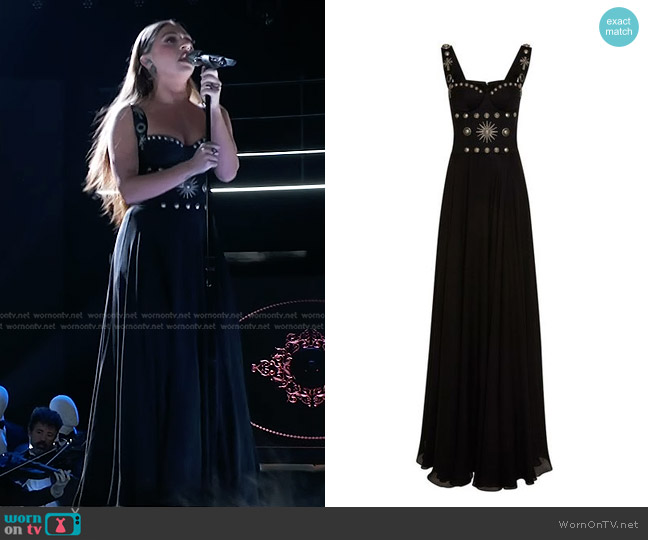 Fausto Puglisi Embellished Silk Satin Dress worn by Nini Iris on The Voice