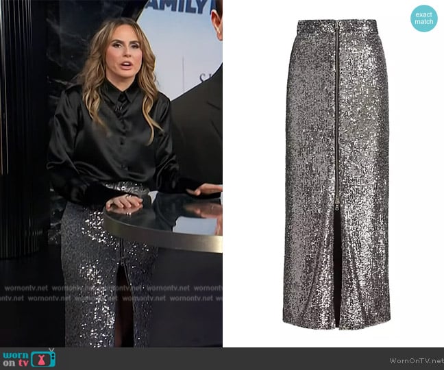 Nonchalant Label Rhea Sequined Maxi Skirt worn by Keltie Knight on E! News