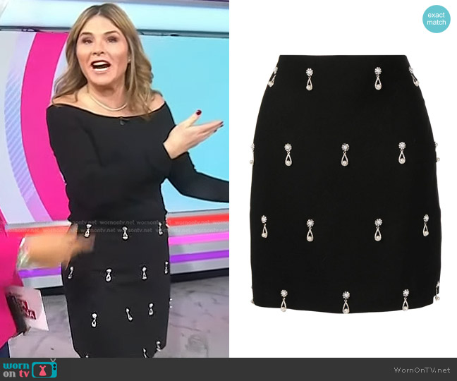 Oscar de la Renta Crystal-Embellished Mini Skirt worn by Jenna Bush Hager on Today