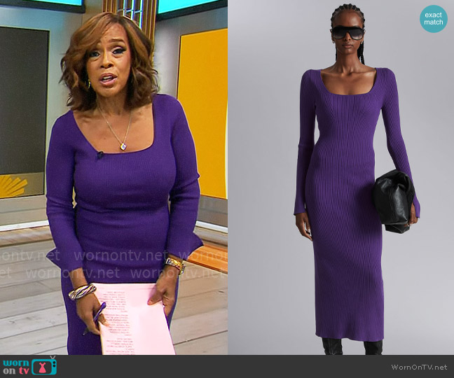 WornOnTV: Gayle King’s purple rib knit square neck dress on CBS ...