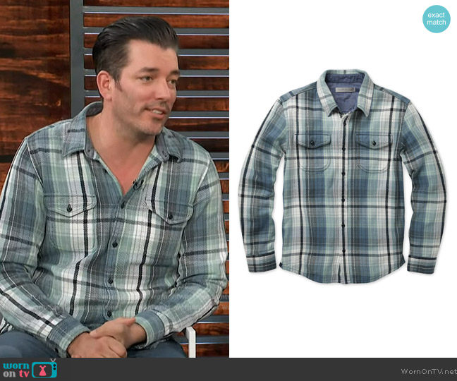 Outer Known Blanket Shirt worn by Jonathan Scott on Access Hollywood