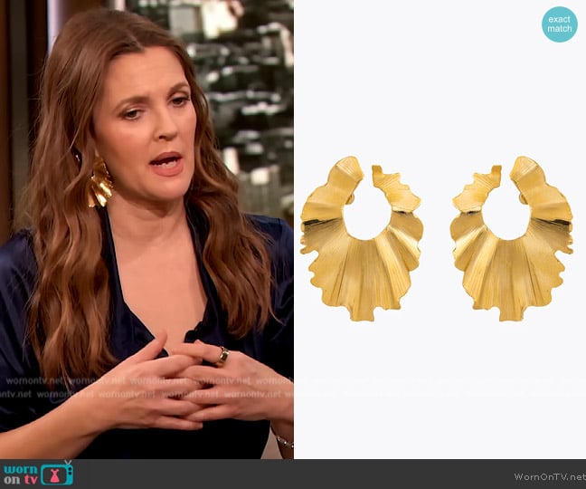 Christina Caruso Palf Leaf Earring worn by Drew Barrymore on The Drew Barrymore Show