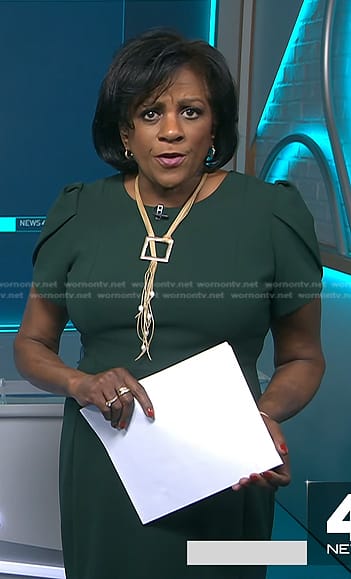 Pat Battle's green puff short sleeve dress on NBC News Daily