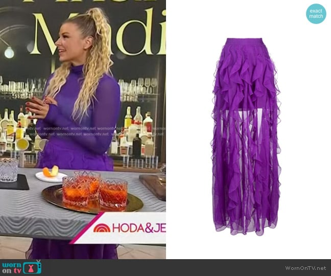 PatBO Ruffled Semi-Sheered Maxi Skirt worn by Ariana Madix on Today