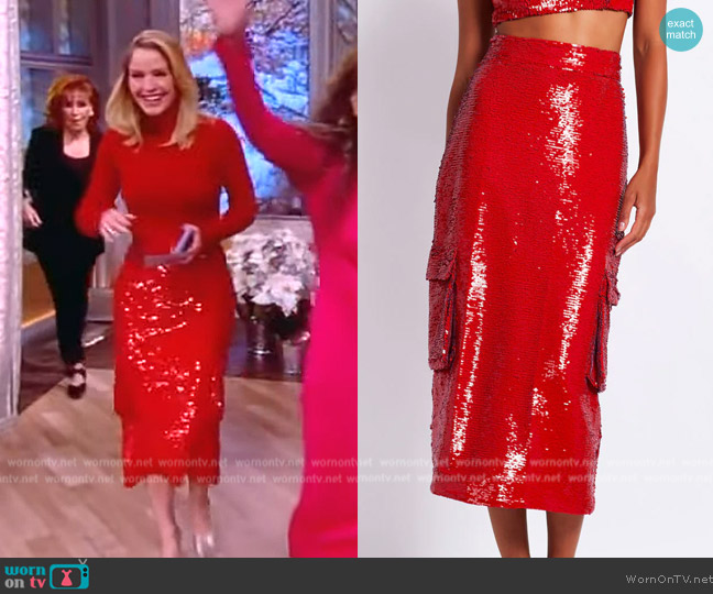 Patbo Sequin Cargo Midi Skirt worn by Sara Haines on The View