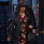 Paulina’s red floral dress and black coat on Days of our Lives