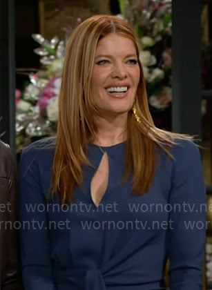 Phyllis’s teal blue keyhole dress on The Young and the Restless