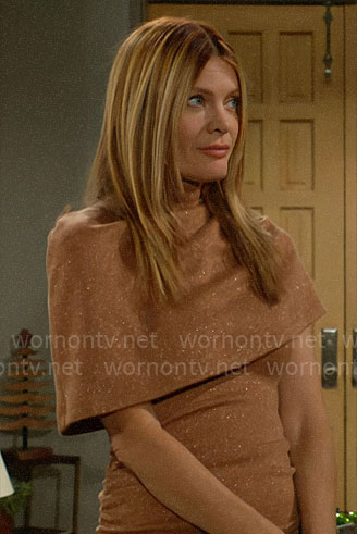 Phyllis’s metallic knit overlay dress on The Young and the Restless