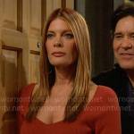 Phyllis’s rust red rib knit top on The Young and the Restless