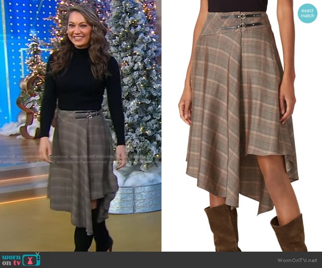 Pinko Plaid Didaco Skirt worn by Ginger Zee on Good Morning America