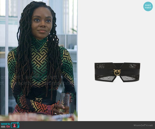 Pinko Love Birds Bustier Belt worn by Hazel-May McCall (Ashleigh Murray) on The Other Black Girl