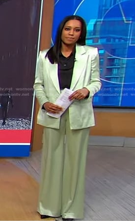 WornOnTV: Rachel's pastel green blazer and pants on Good Morning