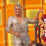 Rachel’s gold sequin jumpsuit on The Price is Right