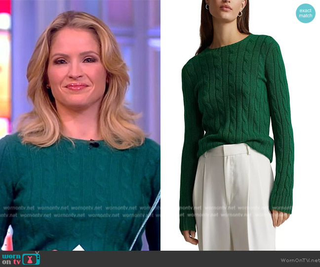 WornOnTV: Sara’s green cable knit sweater on The View | Sara Haines ...