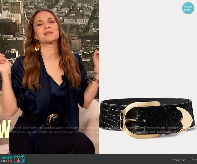 Ralph Lauren Alligator Welington Belt worn by Drew Barrymore on The Drew Barrymore Show