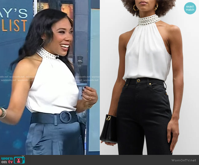 Ramy Brook Everleigh High-Neck Tank Top in Ivory worn by Vanessa Rissetto on Today