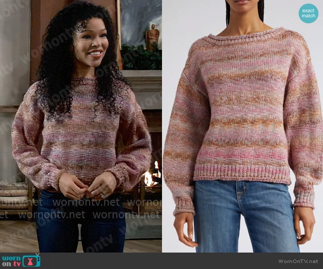 Ramy Brook Sage Sweater in Pink Combo Spacedye worn by Portia Robinson (Brook Kerr) on General Hospital