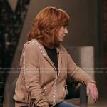 Reba McEntire’s beige fringed hooded cardigan on The Voice