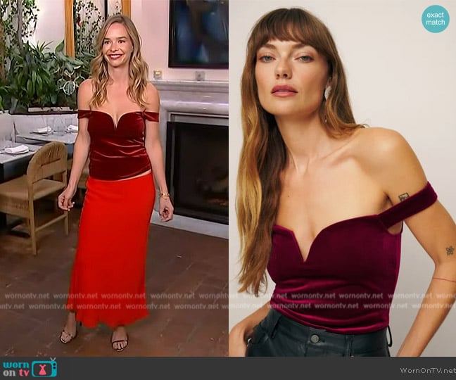 Reformation Andria Knit Top worn by Marissa Hermer on Access Hollywood