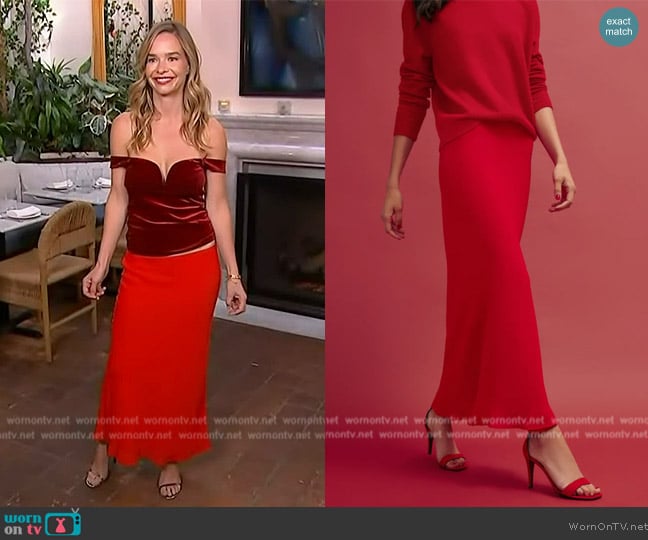 Reformation Layla Skirt worn by Marissa Hermer on Access Hollywood