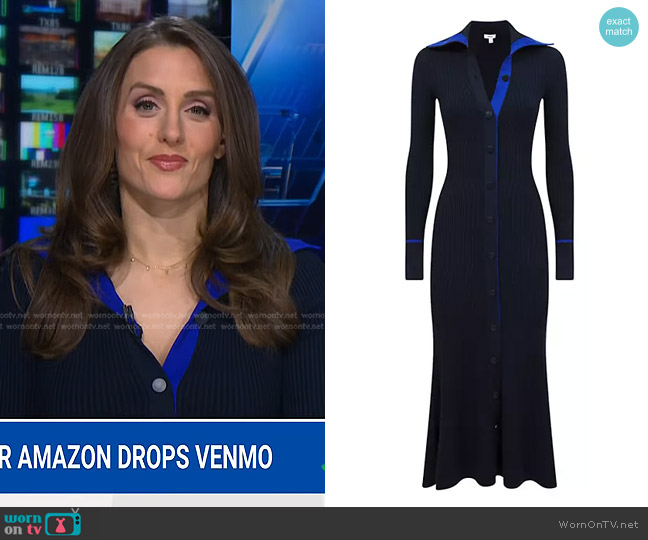 Reiss Millie Rib-Knit Henley Midi Dress worn by Kristina Partsinevelos on NBC News Daily