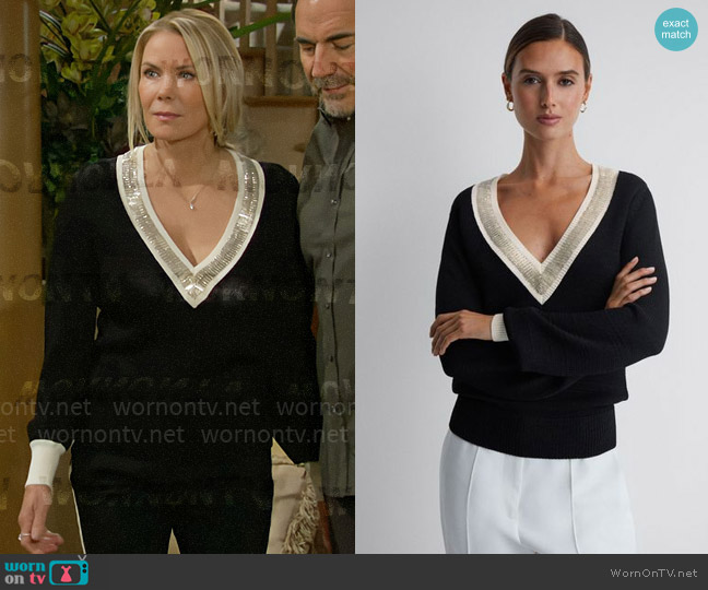 Reiss Courtney Sweater worn by Brooke Logan (Katherine Kelly Lang) on The Bold and the Beautiful