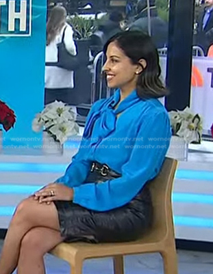 Dr. Rekha Kumar’s blue tie neck blouse on Today